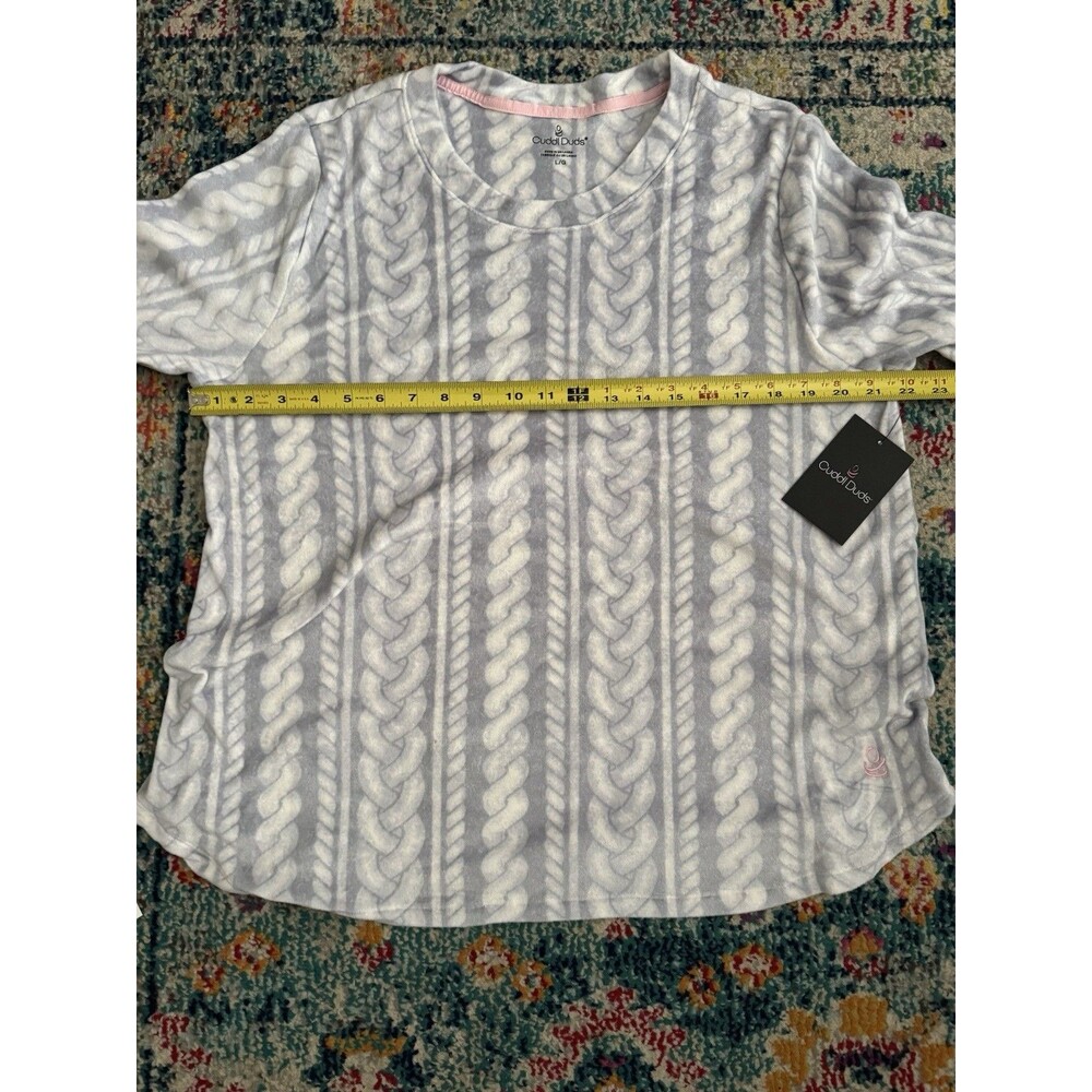 NEW Cuddl Duds Grey Print Fleece Pajama Set Size Large - Picture 5 of 8